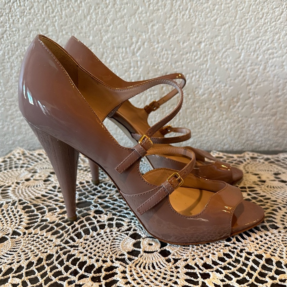 Miu Miu Nude Patent Double Strap Open Toe Mary Ja… - image 5